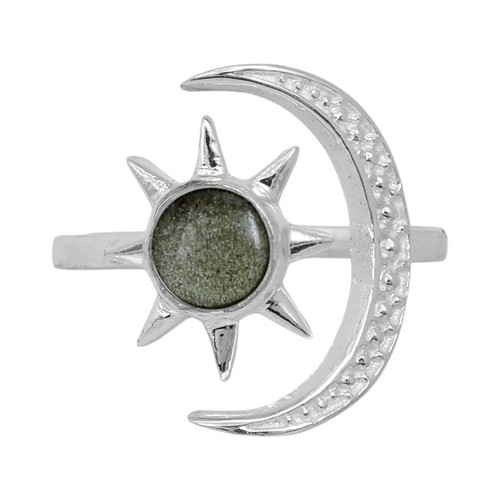 Stella luna anello placcato - -,