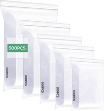 Sacchetti Di Plastica Trasparenti 500 Pezzi, 5 Misure Sacchetti Alimenti Richiud