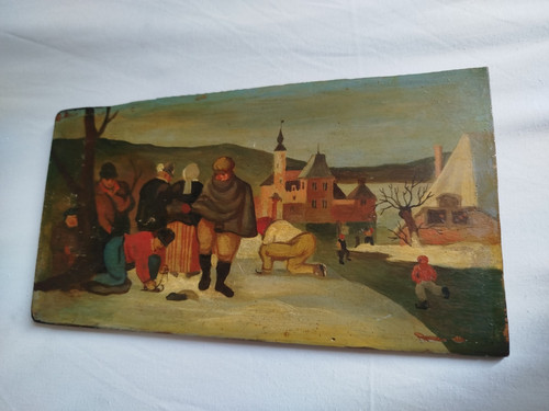 Peinture huile sur panneau - peinture,