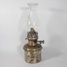 ANTICA LAMPADA AD OLIO LANTERNA LUME LUCERNA IN METALLO E VETRO D'EPOCA W154