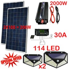 Kit Fotovoltaico 2KW Inverter 2000W Pannello Solare regolatore 2 Faretti 114 led