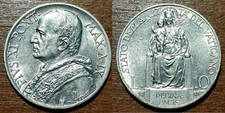 [MVAT0188C] VATICANO-PIO XI [Gig.12] 10 LIRE [Arg/835] A.IX-1930 Regina Pacis