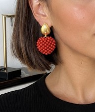 Orecchini corallo rosso cuori - orecchini,