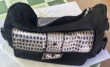 NARDINI Borsa a tracolla Nero e grigio metallizzato stile casual Donna!!!!!!!!!