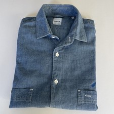 Camicia uomo Aspesi cotone denim blu leggero manica lunga taglia large