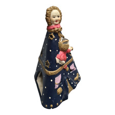 PORTA LUME CANDELA CERAMICA DECORATA COLLEZIONISMO VINTAGE NATALE ALBERO Retrò