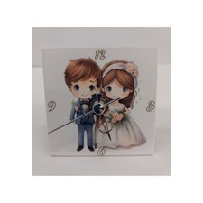 Bomboniere Matrimonio Orologio ceramica bianca sposi MIS.7,5X7,5CM