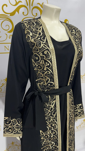Cardigan abaya ricamo lettere - ricamo,