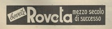 Pubblicita' Vintage Originale Anni 50: Bevete "Roveta" mezzo secolo di Successo