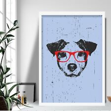Stampa artistica stile grunge Jack Russell SKETCH occhiali quadro poster decorazione
