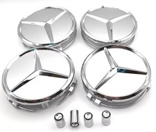 4 TAPPI COPRIMOZZO 75MM PER MERCEDES BENZ CERCHI LEGA CLASSE A B C E GLE ARGENTO