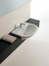 Lavandino Lavabo Semincasso Design Apollo in Ceramica Bianco 66x49x20 cm