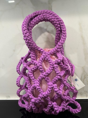 Borsa rete uncinetto rosa - a,