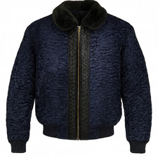 Giacca uomo blu vera pelliccia