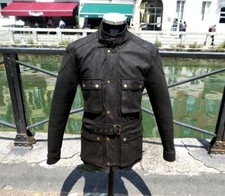 Giubbotto giacca pelle bufalo marrone scuro stile belstaff Guendj
