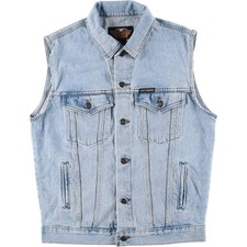 Gilet denim vintage anni 2000 Harley-Davidson nascosto con bottoni made in Canada...