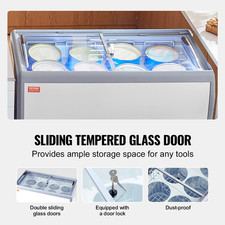 VEVOR Vetrina per Gelato Commerciale 567 L Vetrina per Gelateria Con Piano Vetro