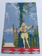 CARTOLINA D'EPOCA ORIGINALE POCHOIR MESCHINI ARS NOVA DIPINTA A MANO VENEZIA