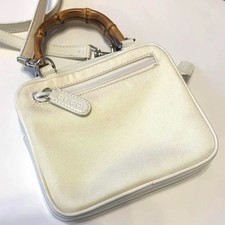 Borsa a tracolla Gucci Banboo a mano tela pelle bianca usata