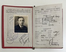 LEVICO Trento 1942 Tessera Libretto Personale LICENZA DI PESCA IN ACQUE DOLCI