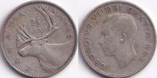 Cents 1952 canada georges - 25,