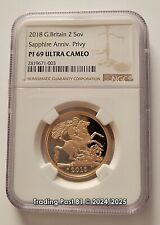2018 GRAN BRETAGNA - 2 sterline oro sovrano - NGC PF 69 UC con marchio di zecca "65"