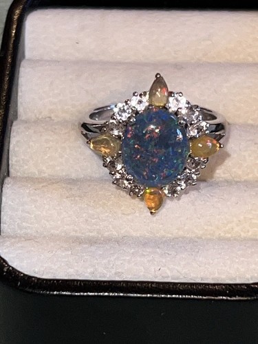 Anello doppio opale nero