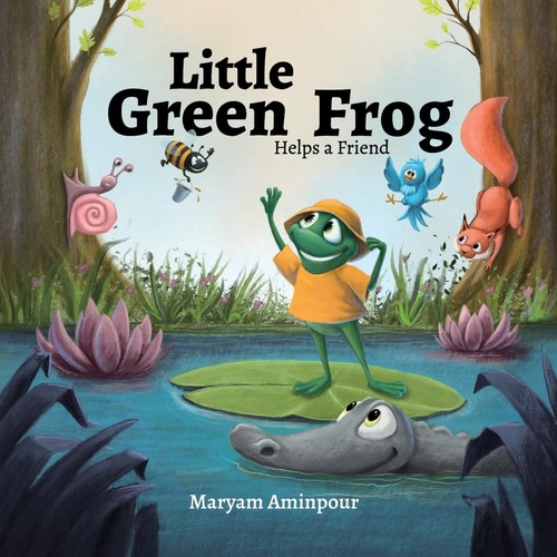 Little green frog helps - green,