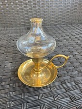 LAMPADA AD OLIO VITTORIANA IN OTTONE - COPERTURA IN VETRO - LUCERNA - XX SECOLO