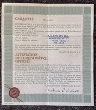 Rolex Chronometer Certificate