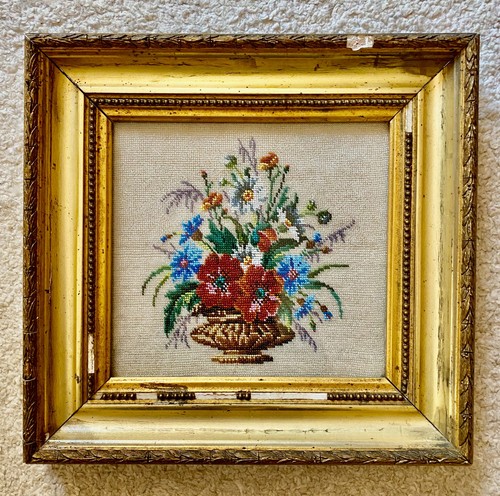 Ancien tableau brodé - tableau,