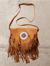 Borsa boho con frange in pelle