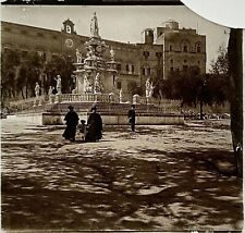 Italia Palermo Palazzo Reale C1900 Foto Placca Di Vetro Rotta Stereo Vintage