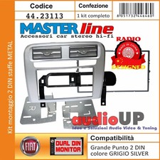 MASCHERINA AUTORADIO 2 DIN FIAT GRANDE PUNTO KIT PER RADIO EURO E CINA. SILVER