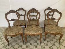 Gruppo di 6 antiche sedie poltroncine Luigi Filippo in noce epoca 1870