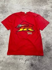 T-shirt vintage Rizzla Suzuki rossa grafica corsa mezzaluna taglia L