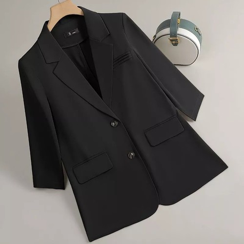 Blazer nero manica tre quarti - blazer,