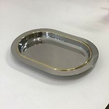 ELEGANTE VASSOIO INOX 18/10 VINTAGE 80 BORDO FILO DORATO MADE IN ITALY