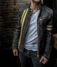 Giacca pelle uomo moto nera