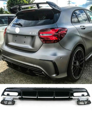 MERCEDES CLASSE A W176 2012-2018 DIFFUSORE POSTERIORE & TERMINALI NERI AMG,*