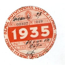 BOLLO DI CIRCOLAZIONE AUTO 1935 TARGA VENEZIA TASSA  AUTOMOBILISTICA ORIGINALE