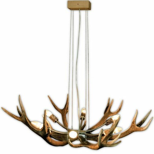 Lampadario con vere corna - , di