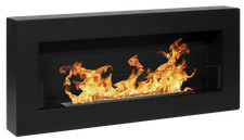 BlackF Camino a bioetanolo biocamino da parete BOX con vetro 90x40cm nero opaco