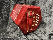 Concertina/Fisarmonica Vintage Made in Italy, Cellulosa Perla Rossa 20 Pulsanti