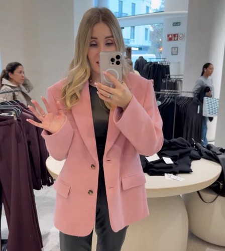 Blazer rosa oversize zarazw - blazer,