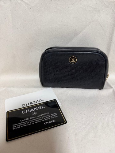 Chanel black leather - leather, pouch