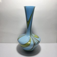 Vaso In Vetro Celeste Opalina Carlo Moretti 1970