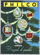 PUBBLICITA' 1954 PHILCO ELETTRODOMESTICI ARREDAMENTO NATALE ALBERO REGALI