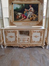 MOBILE PORTA TV IN LEGNO PANNA E FOGLIA ORO CON CRISTALLI