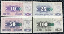 Lotto di 4 banconote bosniache